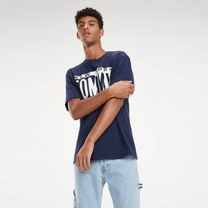 Tommy Hilfiger pánské tmavě modré tričko s potiskem - XXL (002)